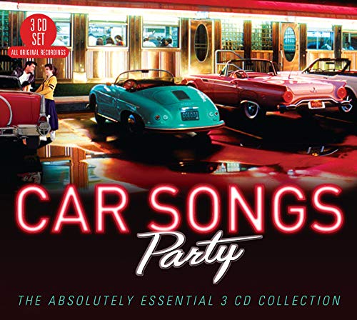 CD cover for "Car Songs Party," featuring classic cars and a diner.