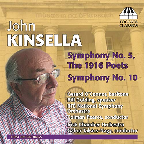 CD cover featuring portrait of composer John Kinsella and symphony titles.