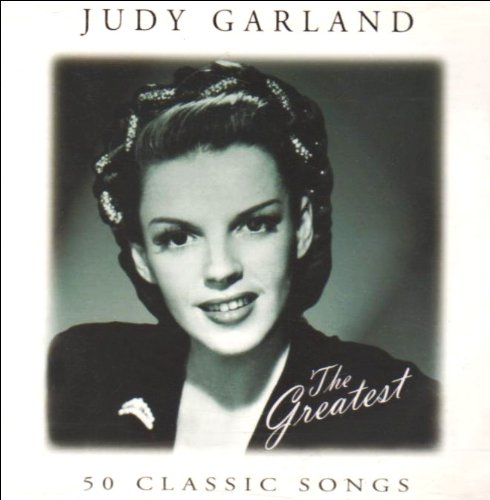 Black and white portrait of Judy Garland on a CD cover.