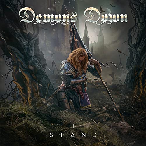 CD cover: armored figure kneels before a dark castle landscape.