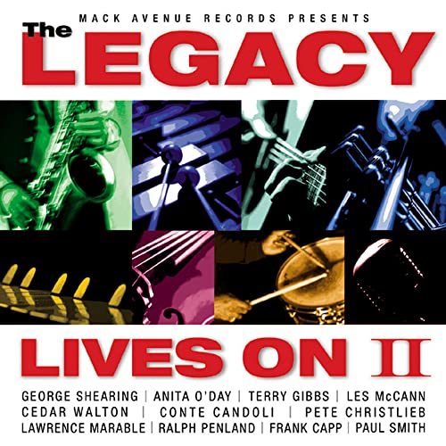 CD cover for “The Legacy Lives On II” featuring jazz instruments.