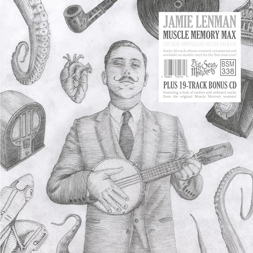 Engraved-style album cover featuring a man with a banjo and surrounding objects.