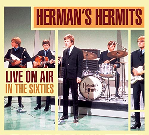 Herman's Hermits band photo from the 1960s, album cover for "Live On Air.