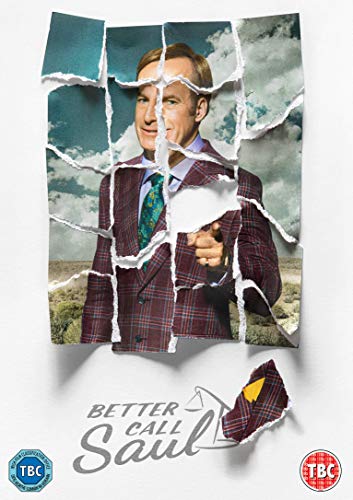 Better Call Saul" Season 5 DVD cover featuring Bob Odenkirk in a torn poster.