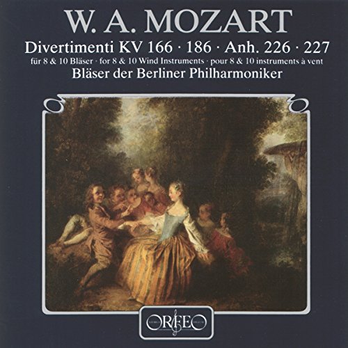 CD cover: classical painting of figures in a garden, "Mozart: Divertimenti".