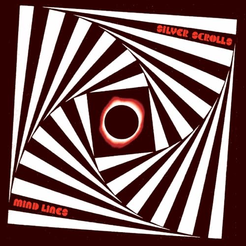 Optical illusion album cover with red text “Silver Scrolls” and “Mind Lines”.