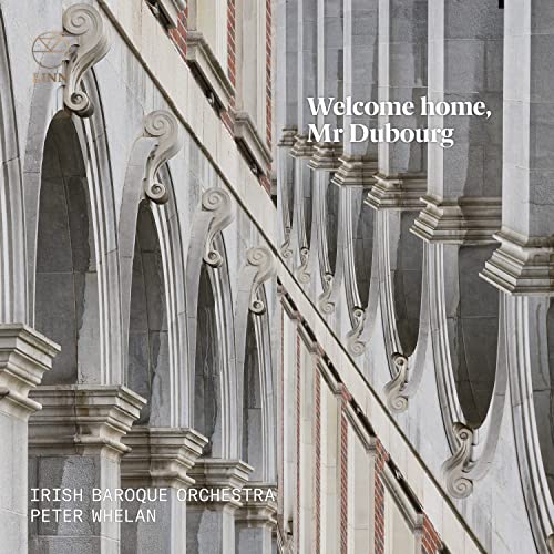 CD cover featuring grey stone architectural arches and text "Welcome homeCH home, Mr Dubourg".