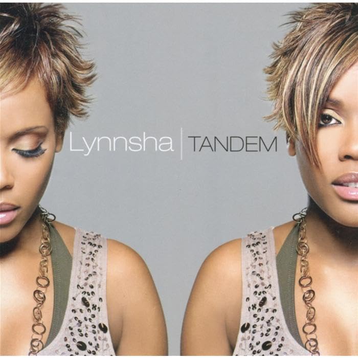 CD cover for Lynnsha’s “Tandem” featuring mirrored portraits of two women.