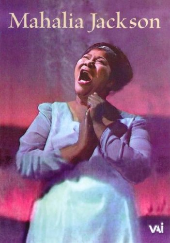 Mahalia Jackson singing with emotion on a stage, DVD cover.