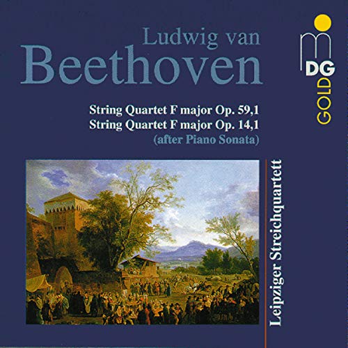 Beethoven CD cover with landscape painting and gold "DG" logo.