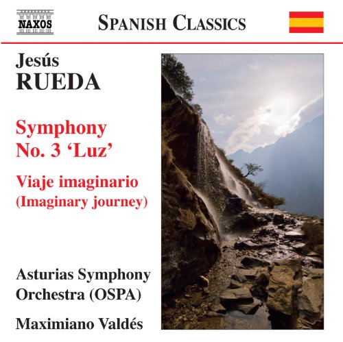 CD cover for Jesús Rueda’s Symphony No. 3 ‘Luz’ with waterfall image.