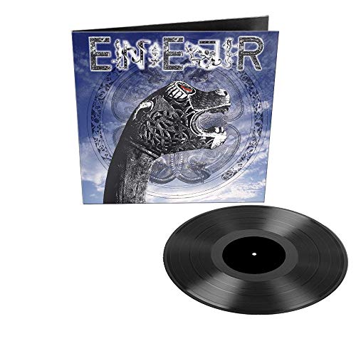Vinyl record and album cover featuring a dragon against a blue sky.
