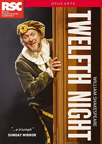 DVD cover for Shakespeare’s “Twelfth Night” featuring a costumed actor.