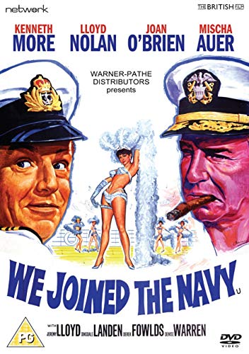 DVD cover for "We Joined The Navy" featuring sailors and a woman in a swimsuit.