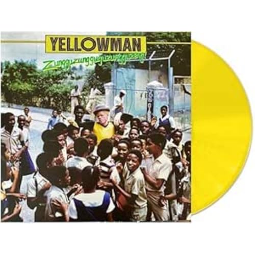 Yellowman album cover with crowd scene and adjacent yellow vinyl record.