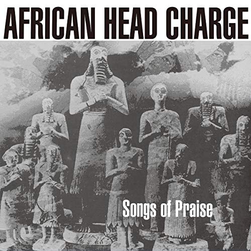 Album cover for African Head Charge’s “Songs of Praise” featuring statues.