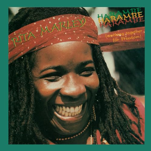 Rita Marley album cover, close-up of smiling woman with dreadlocks.