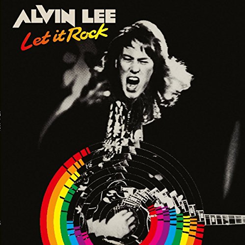 Black and white album cover featuring Alvin Lee playing guitar, rainbow graphic.