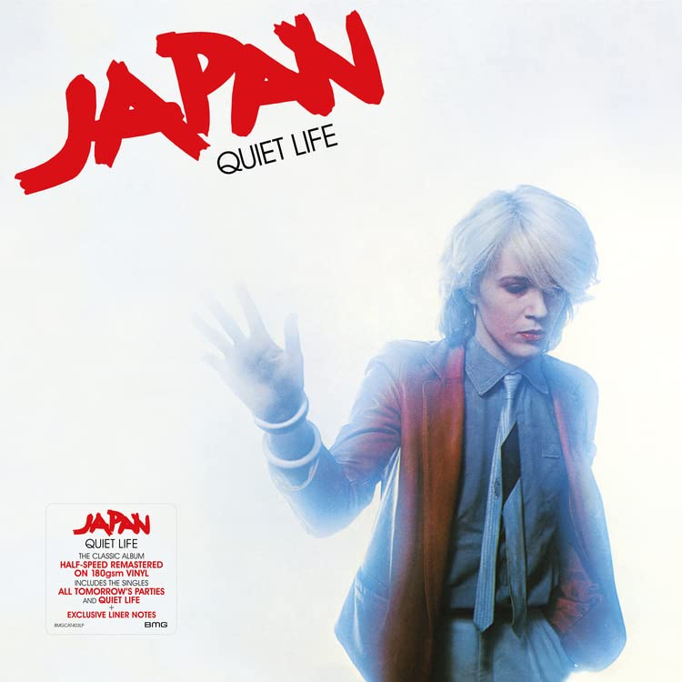 Album cover for Japan’s “Quiet Life” featuring a blonde person in blue light.