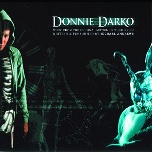 Donnie Darko soundtrack vinyl cover with a hooded figure and rabbit.