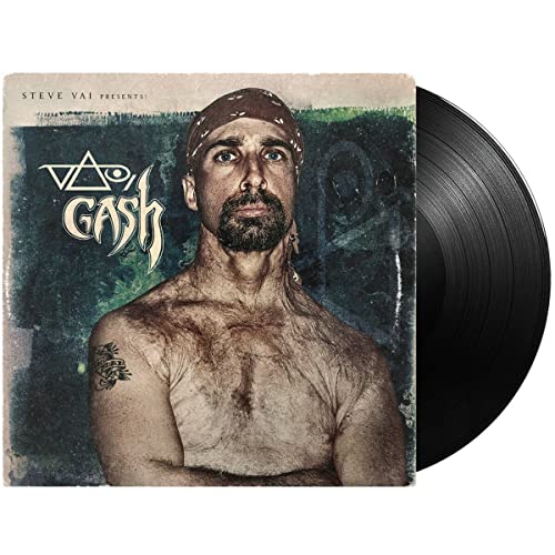 Steve Vai album cover “Vai/Gash” with vinyl record beside it.