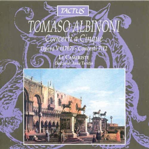 CD cover for Tomaso Albinoniās āConcerti a Cinqueā with a Venice cityscape.