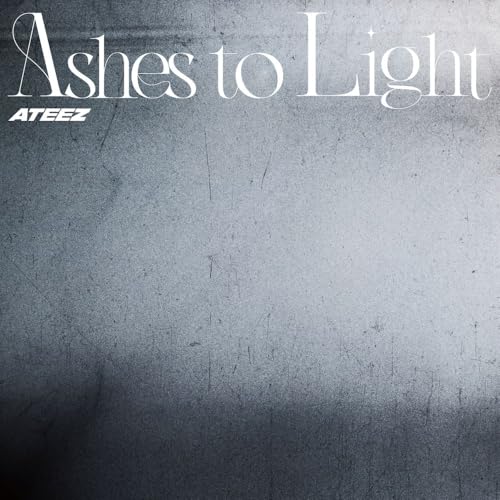 Ateez “Ashes to Light” CD cover with textured gray background.