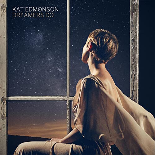 Album cover: woman looking at a starry night through a window.