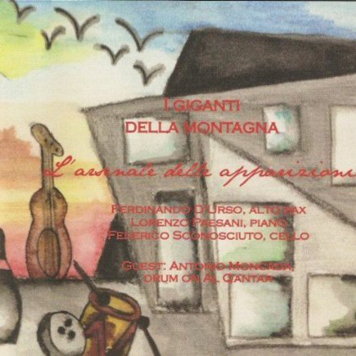 CD cover with painted house, musical instruments, and text in Italian.