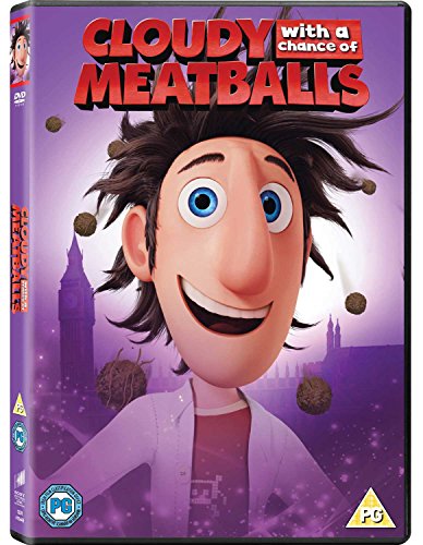 Cloudy With A Chance Of Meatballs" DVD cover featuring Flint Lockwood.