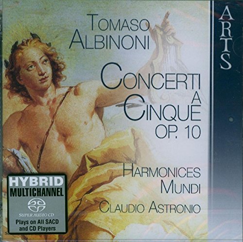 CD cover for Albinoni’s “Concerti a Cinque Op. 10” featuring classical art.
