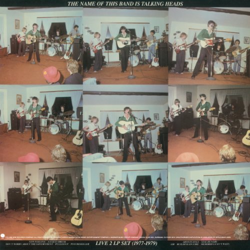 Talking Heads album cover: nine images of the band performing indoors.