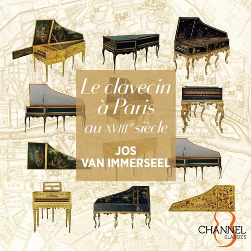 CD cover featuring multiple images of ornate harpsichords on a map background.