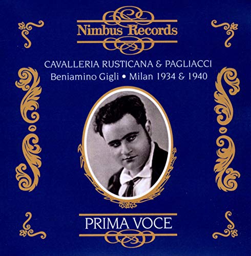 CD cover for Mascagni’s Cavalleria Rusticana featuring tenor Beniamino Gigli.