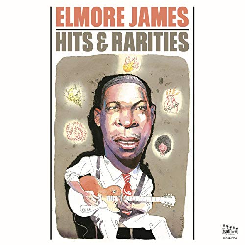 Elmore James album cover, illustrated portrait playing guitar.