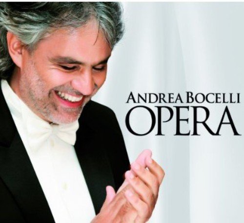 Andrea Bocelli smiling on the cover of his “Opera” CD.