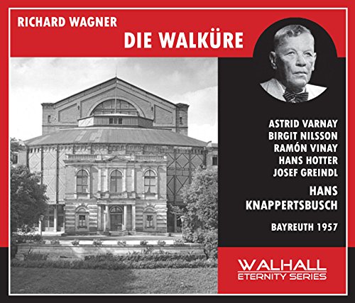 CD cover for Wagner’s “Die Walküre” featuring a portrait and opera house.