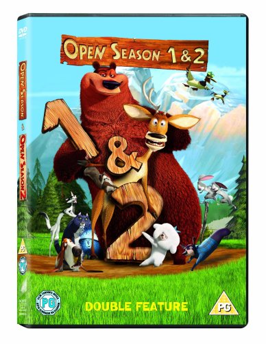 DVD cover for "Open Season 1 & 2" featuring cartoon animals.