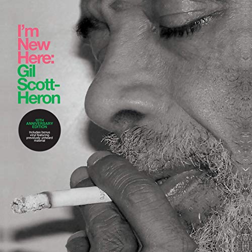 Close-up of Gil Scott-Heron smoking, album cover for “I’m New Here.”