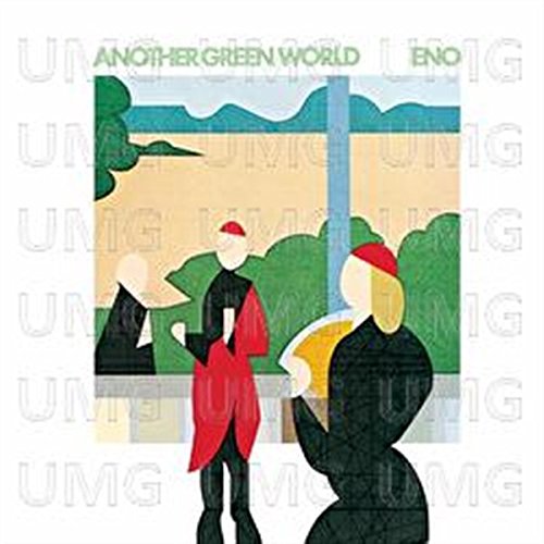 Album cover art featuring stylized figures in a landscape with the text Another Green World.