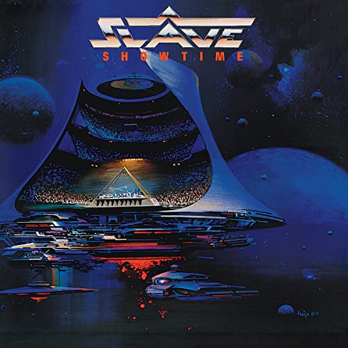 CD cover for Slave’s “Show Time” featuring a futuristic concert hall scene.