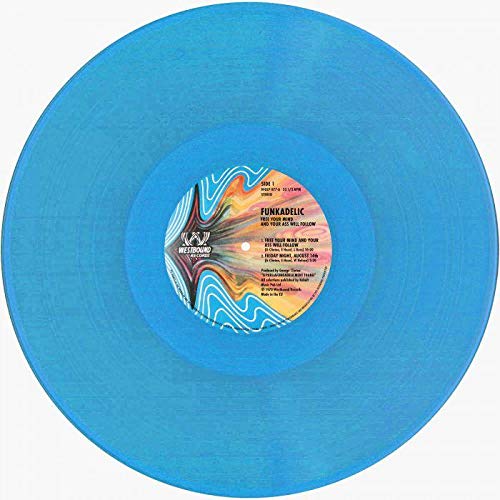 Blue Funkadelic vinyl record with colorful label text and Westbound Records logo.