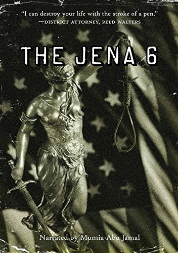 DVD cover for "The Jena 6" featuring Lady Justice and an American flag.