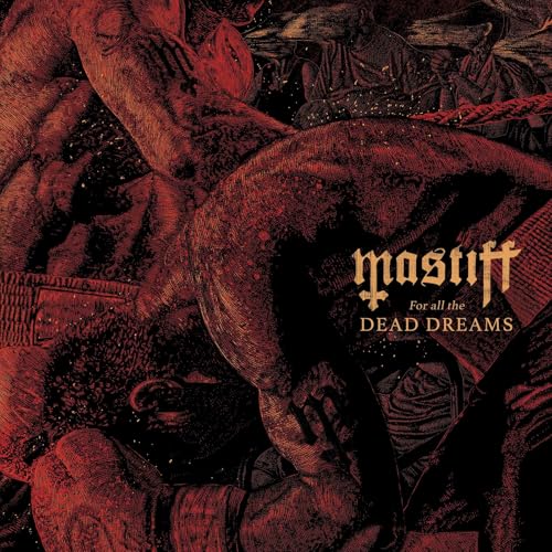 Red textured album cover with figures and band name "Mastiff".