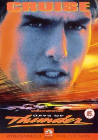 DVD cover for "Days of Thunder" featuring Tom Cruise’s face.