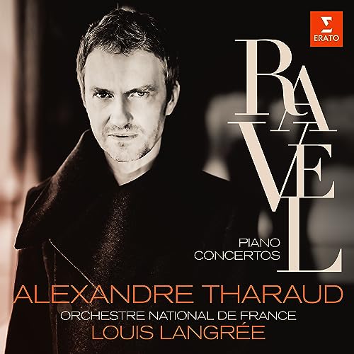 Album cover featuring pianist Alexandre Tharaud with large “RAVEL” text.
