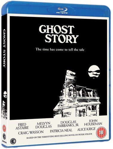 Ghost Story" Blu-ray case with a haunted house illustration and cast names.