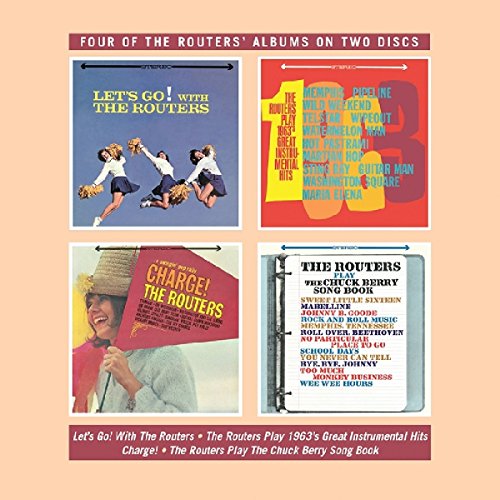 CD packaging featuring four album covers by The Routers, with retro designs.