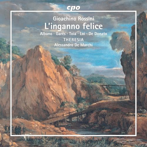 CD cover for Rossini’s “L’inganno felice” featuring a landscape painting.