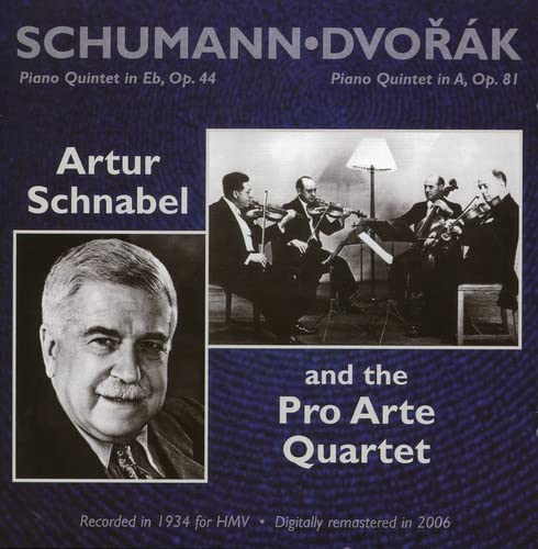 CD cover featuring Artur Schnabel and the Pro Arte Quartet in black and white.